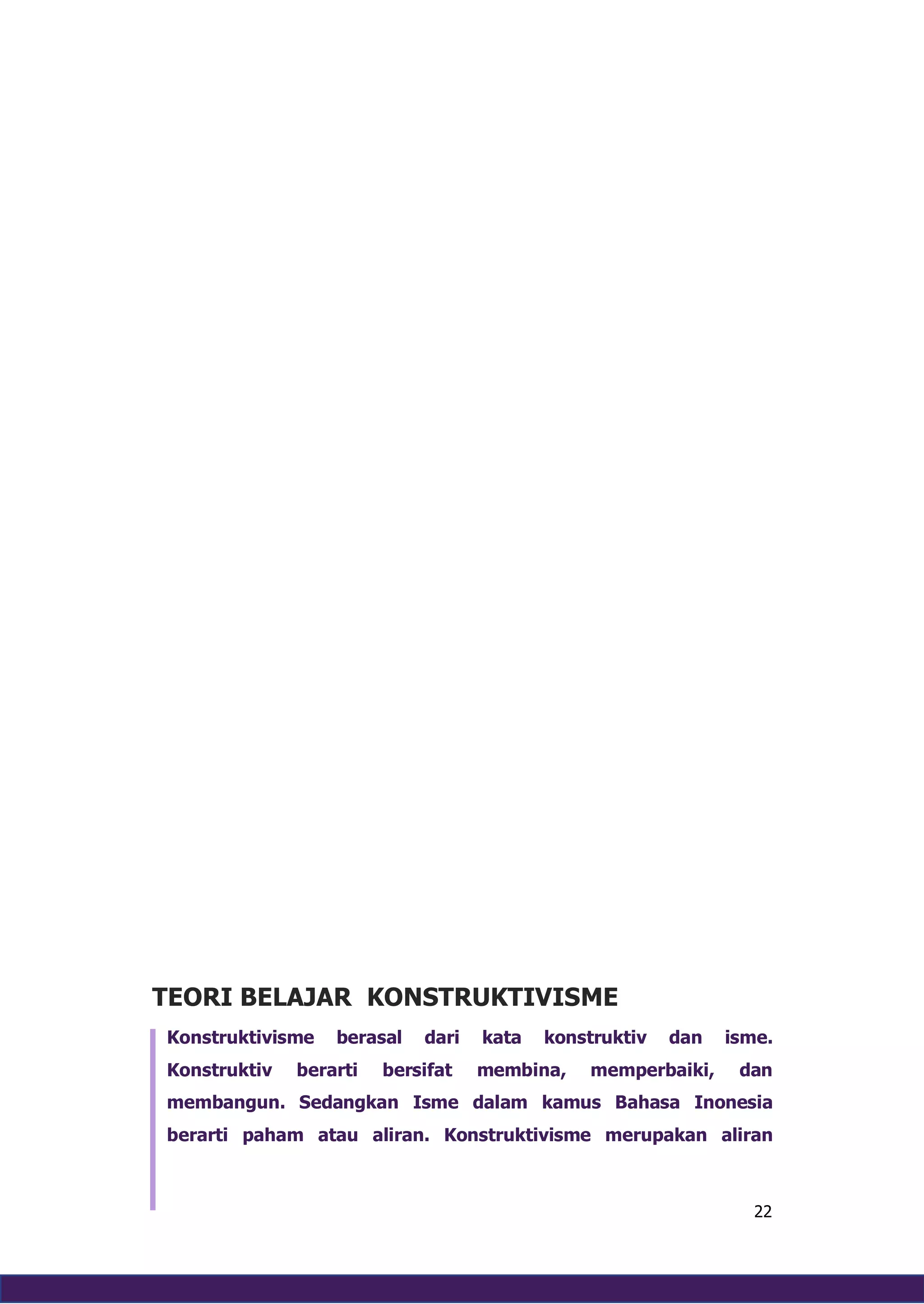 Teori belajar Kognitivisme, Behaviorisme, Humanisme, Dan Konstruktivisme