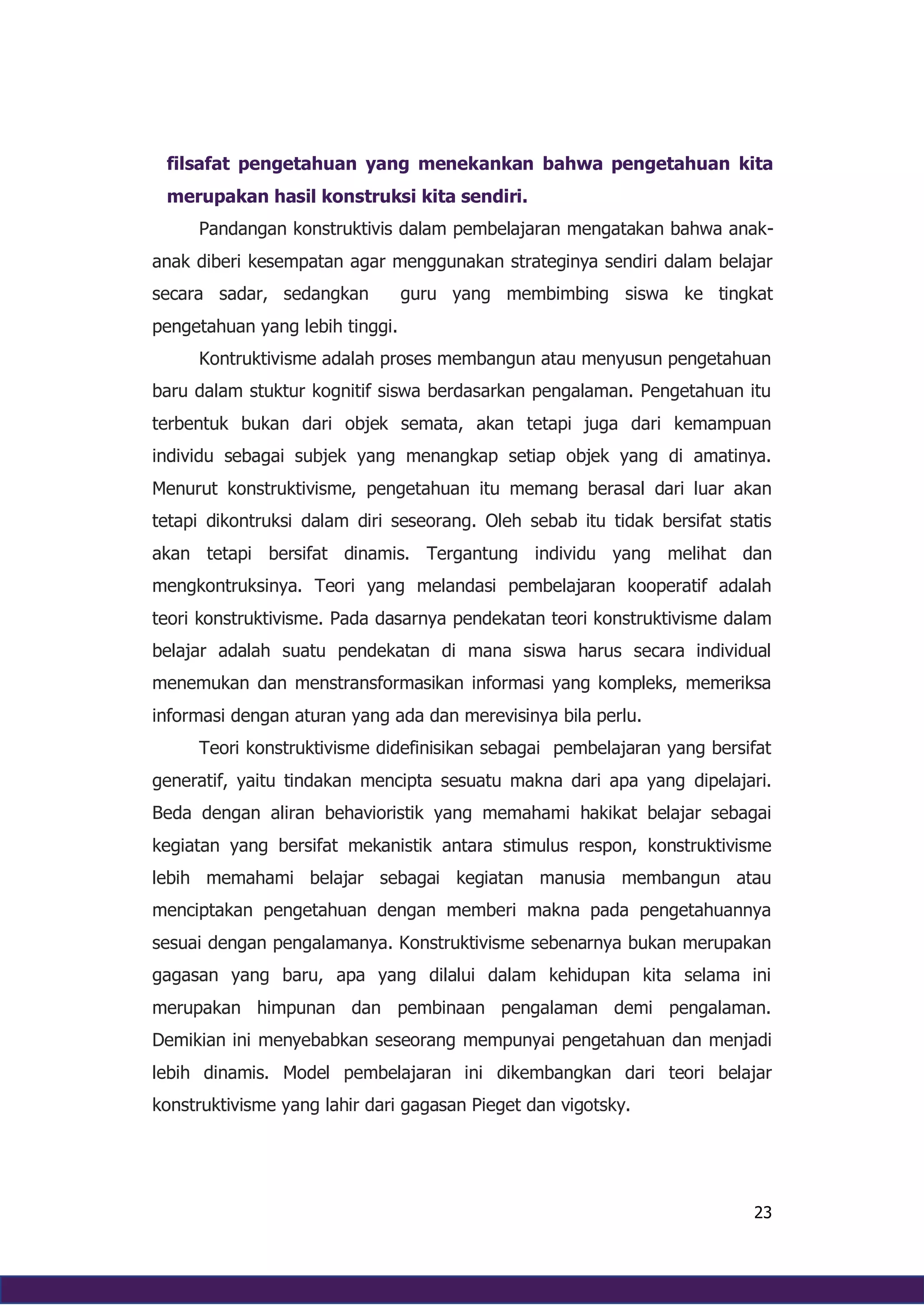 Teori belajar Kognitivisme, Behaviorisme, Humanisme, Dan Konstruktivisme