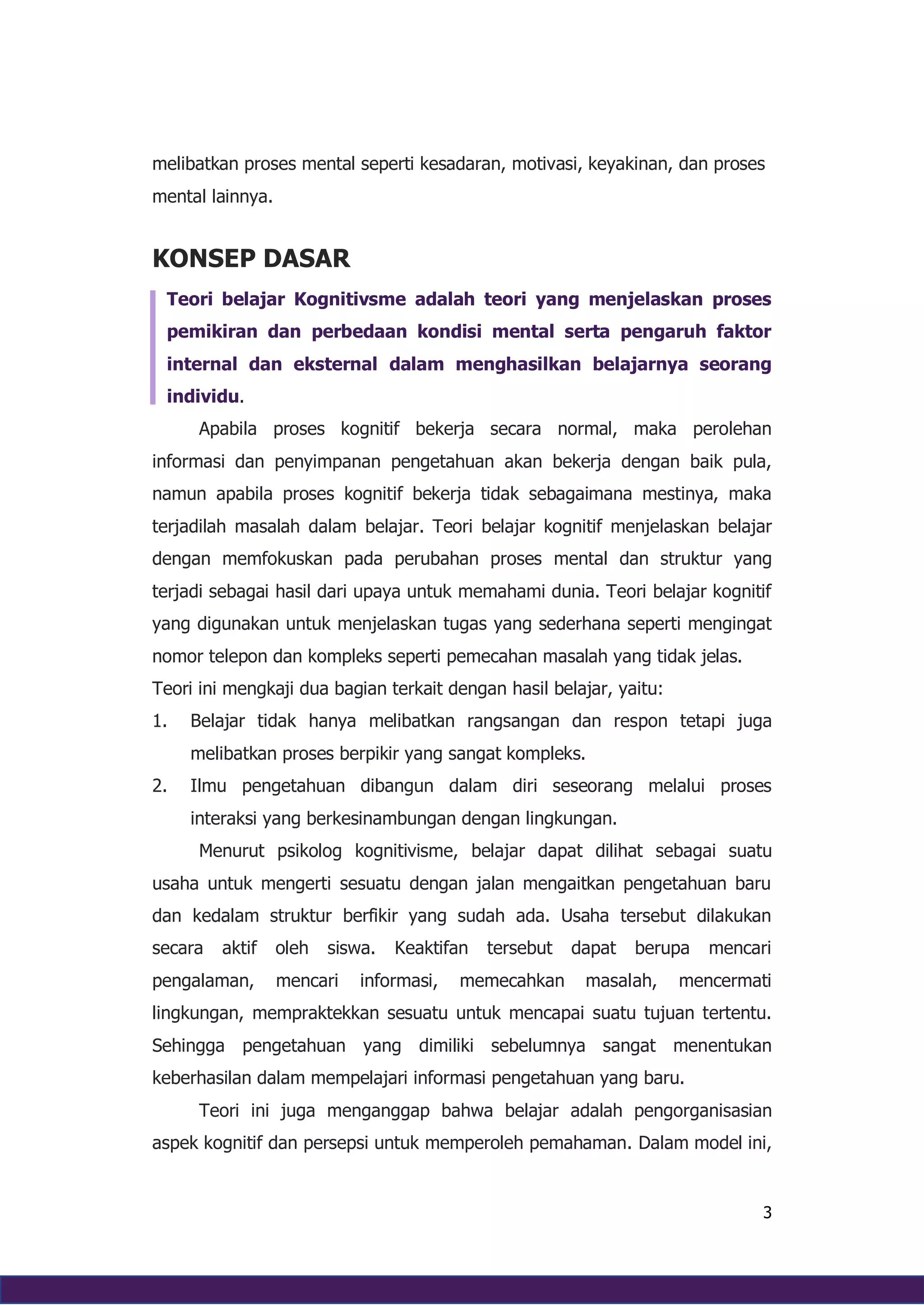 Teori belajar Kognitivisme, Behaviorisme, Humanisme, Dan Konstruktivisme