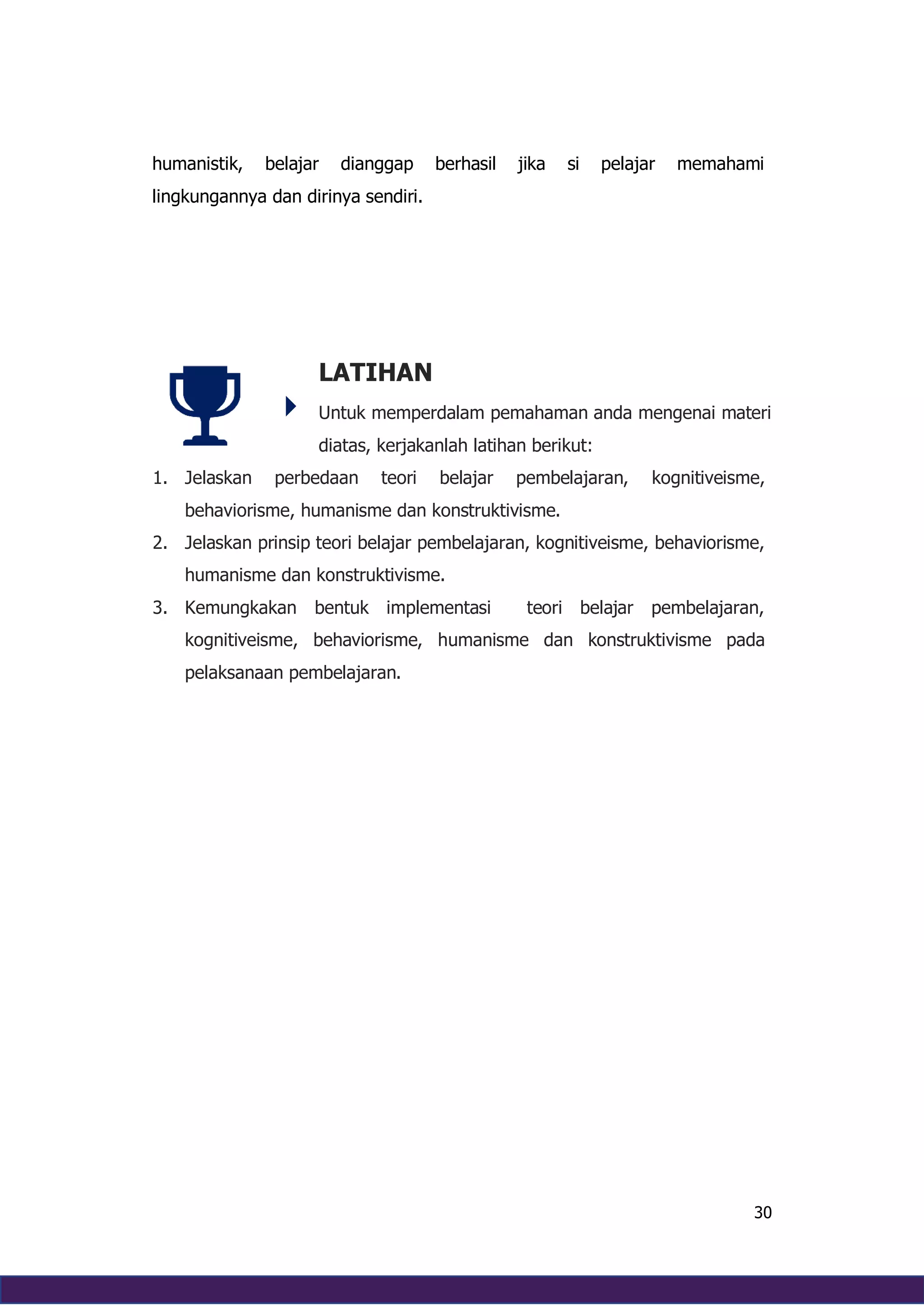 Teori belajar Kognitivisme, Behaviorisme, Humanisme, Dan Konstruktivisme