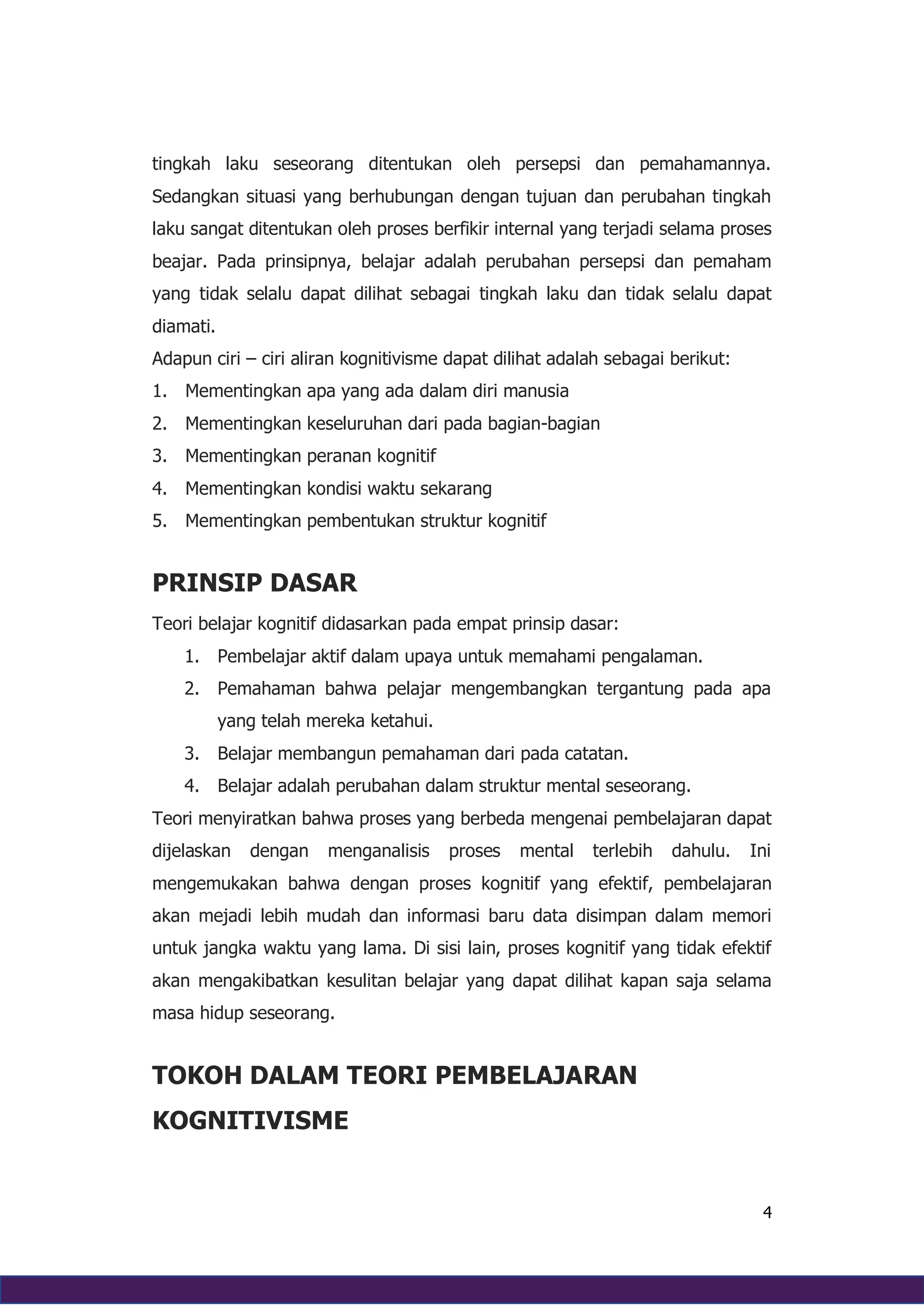 Teori belajar Kognitivisme, Behaviorisme, Humanisme, Dan Konstruktivisme