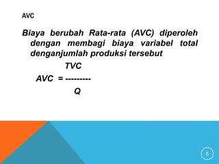Biaya Variabel Rata Rata MATA KULIAH BAB TEORI BIAYA PRODUKSI.pptx