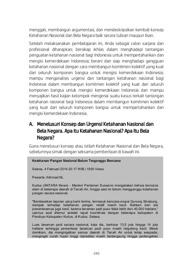 Bab Ix Urgensi Dan Tantangan Ketahanan Nasional Dan Bela Negara