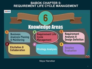 Mayur Nanotkar
BABOK CHAPTER 5:
REQUIREMENT LIFE CYCLE MANAGEMENT
1
 