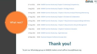 What next?
To join our WhatsApp group on BABOK matters email saffron.house@iibauk.org
 