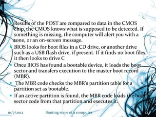 booting steps of a computer | PPTX