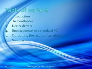 booting steps of a computer | PPTX