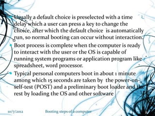 booting steps of a computer | PPTX