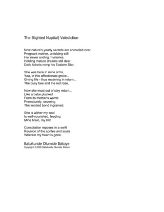 Babs Ibitoye Poem (The Blighted Nuptial)