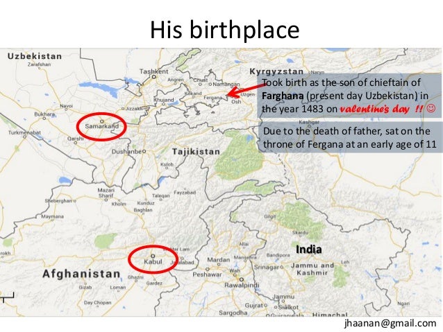 Image result for Babur's hometown Farghana 15th CE, map