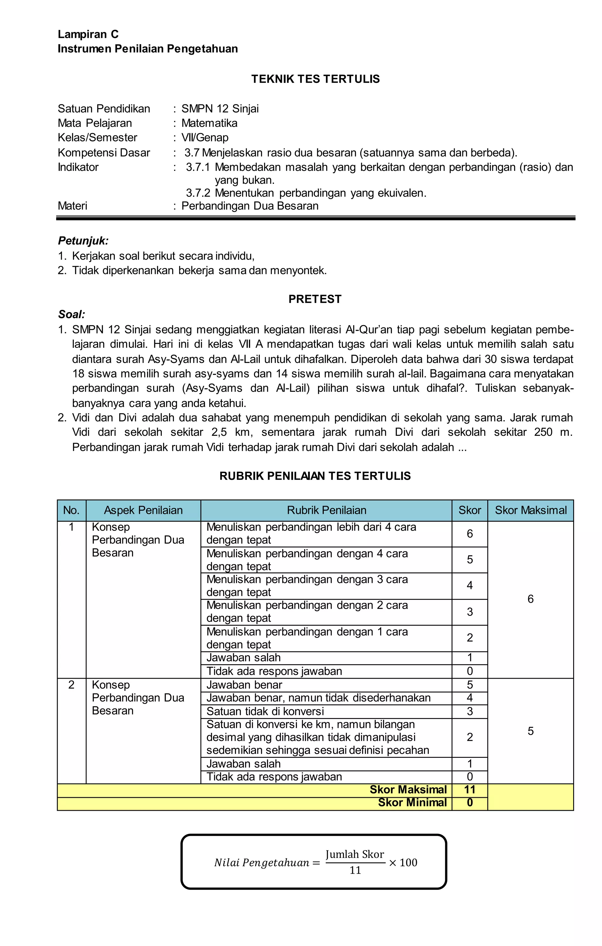 Bab v 1. perbandingan dua besaran