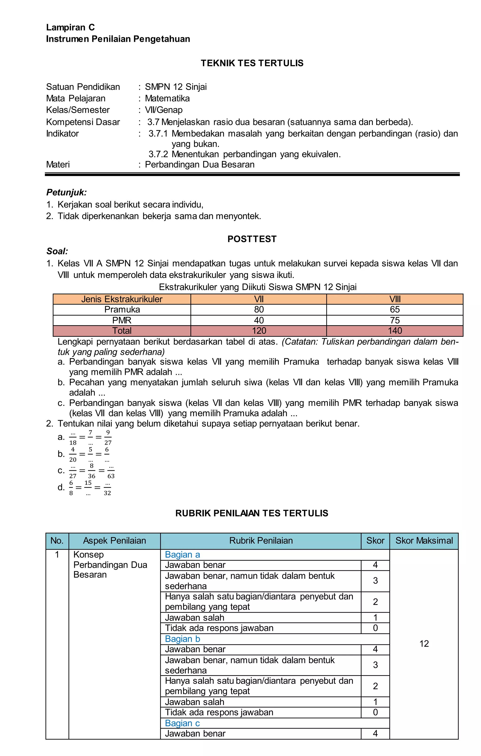 Bab v 1. perbandingan dua besaran