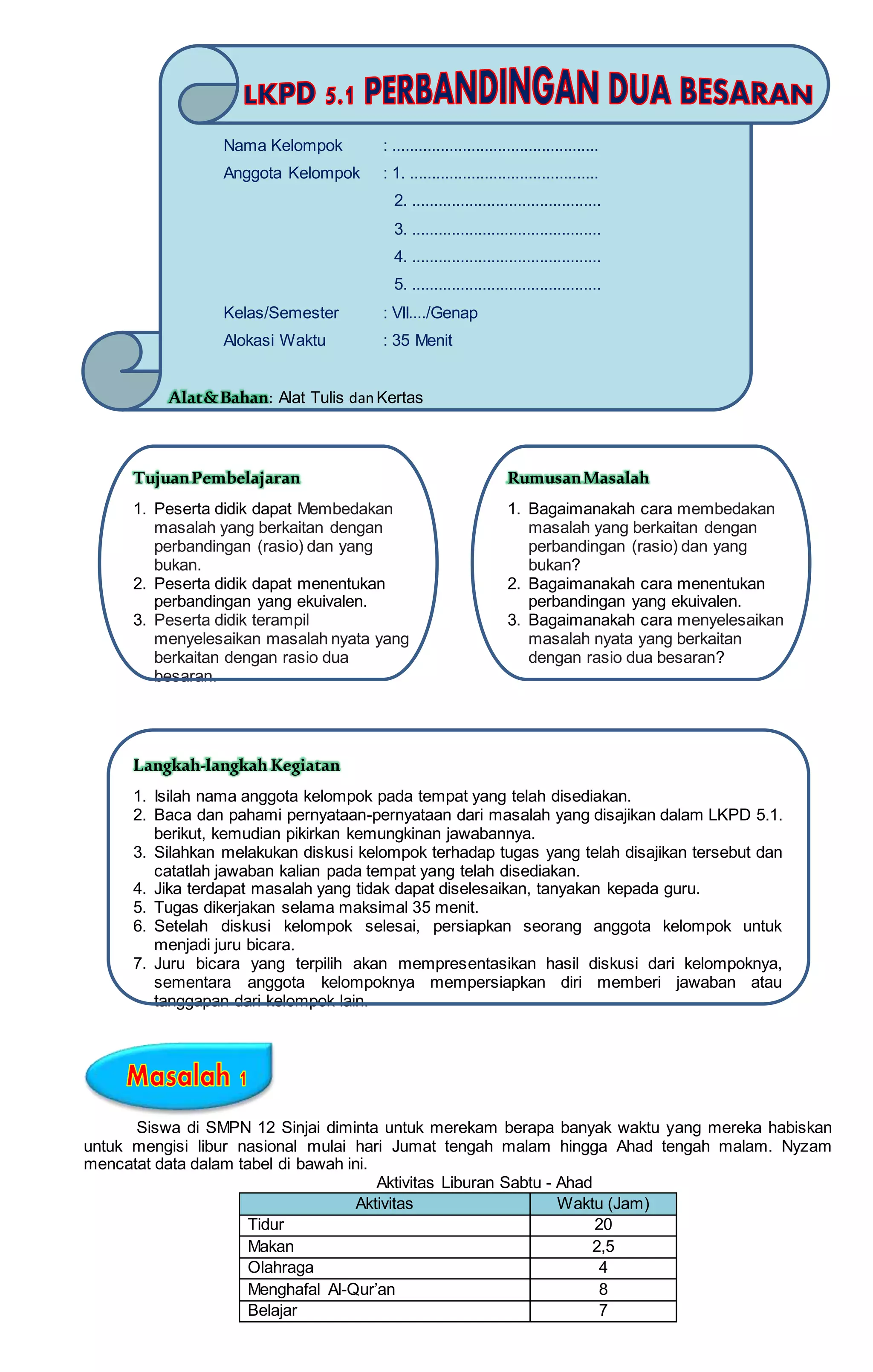 Bab v 1. perbandingan dua besaran