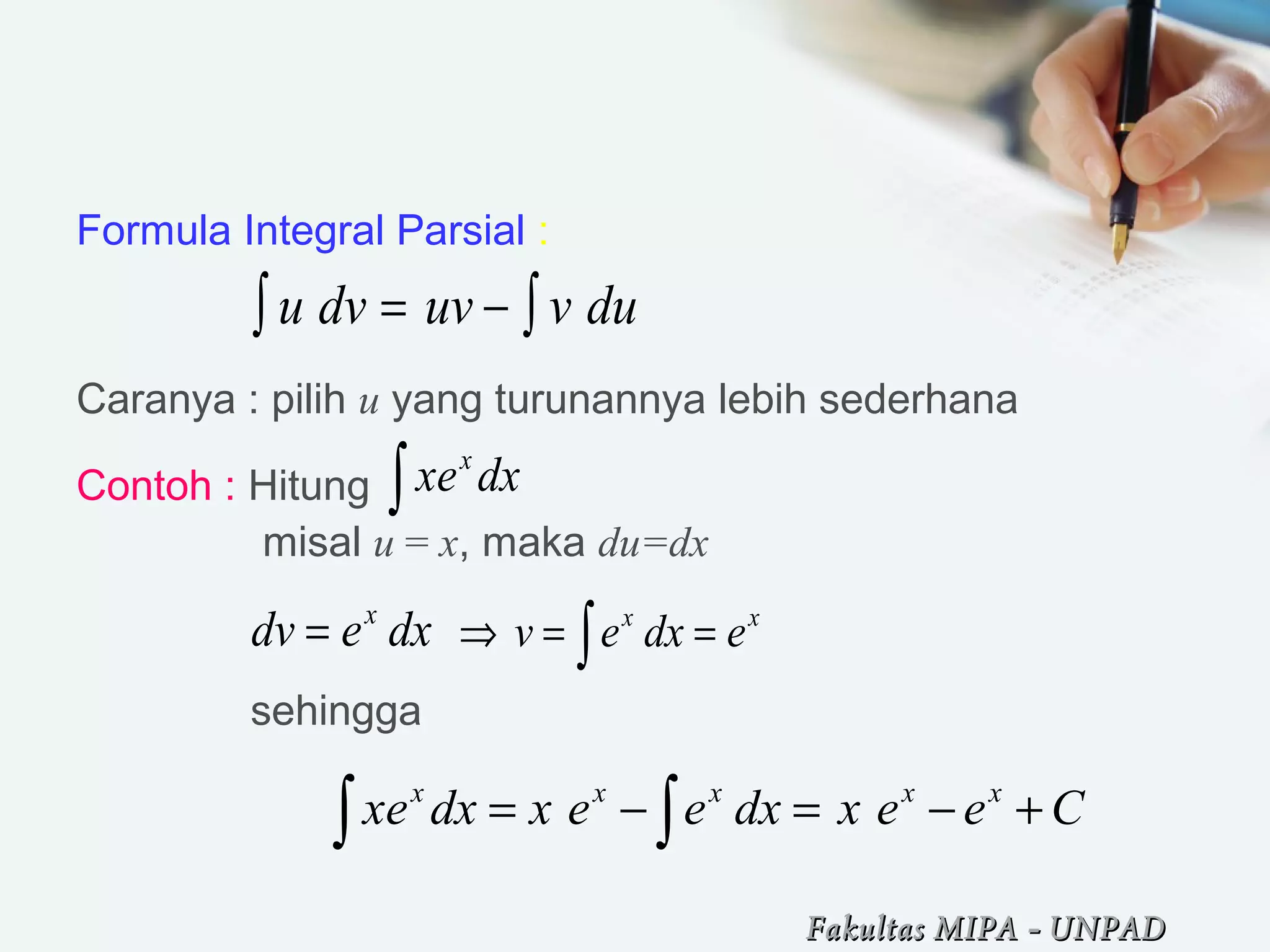 Bab 9. Teknik Pengintegralan ( Kalkulus 1 ) | PPS