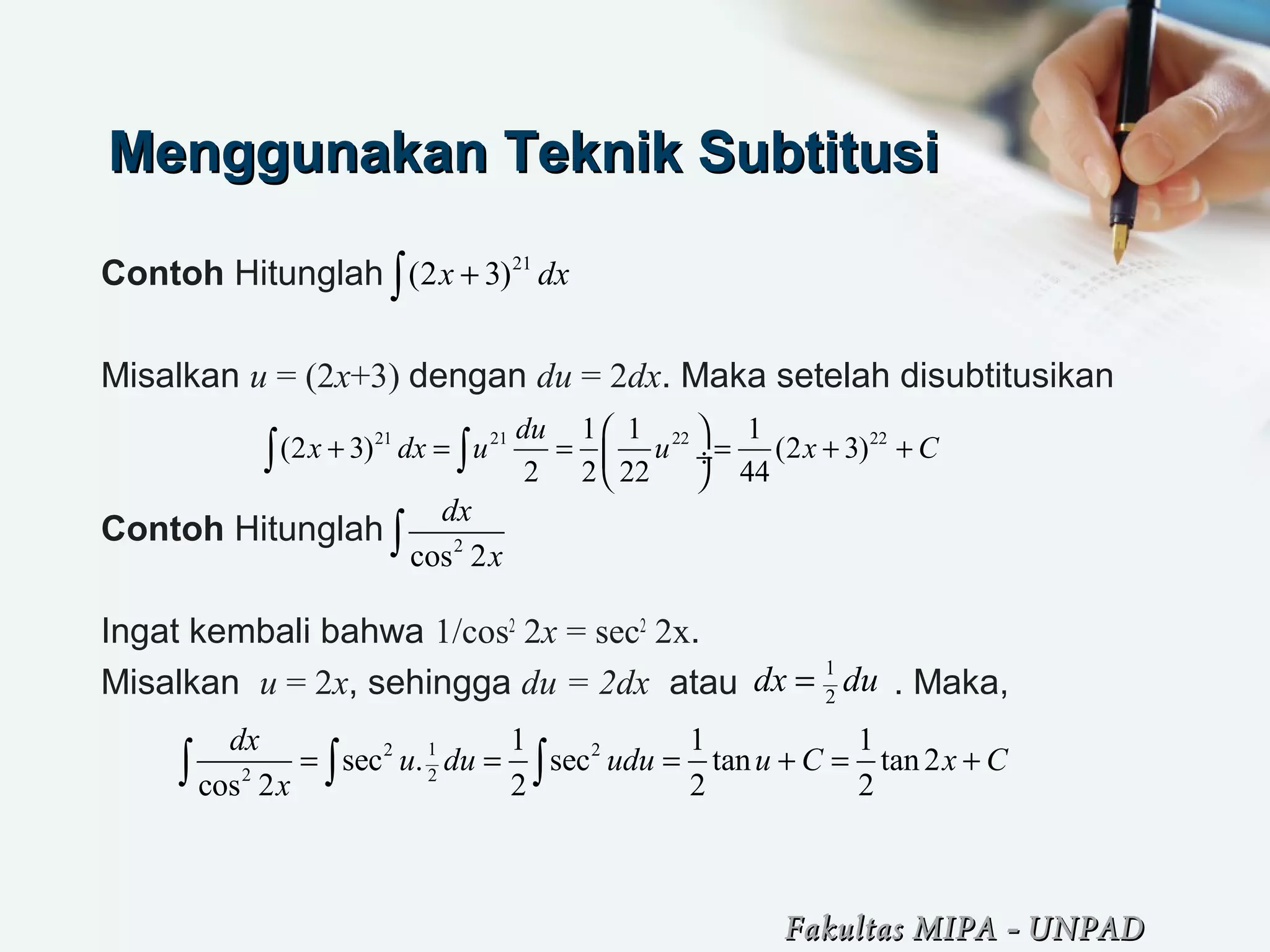 Integral Rumit Bab 9. Teknik Pengintegralan ( Kalkulus 1 ) | PPS