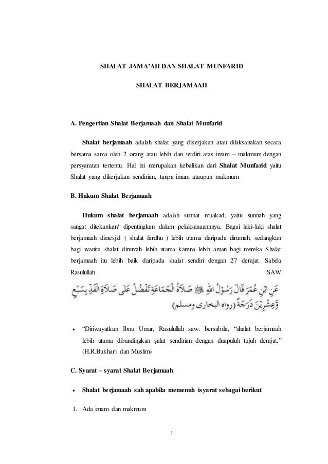 Bab Vii Shalat Jama Ah Amp Munfarid