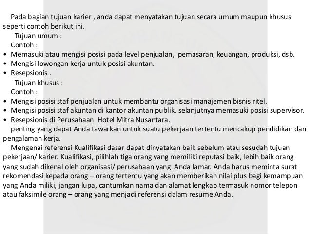 Resume lamaran kerja