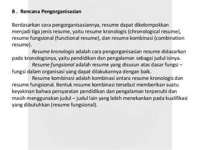 Resume lamaran kerja
