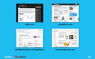 welie.com               ui-patterns.com




developer.yahoo.com/ypatterns   boxesandarrows.com


                                                     53
 