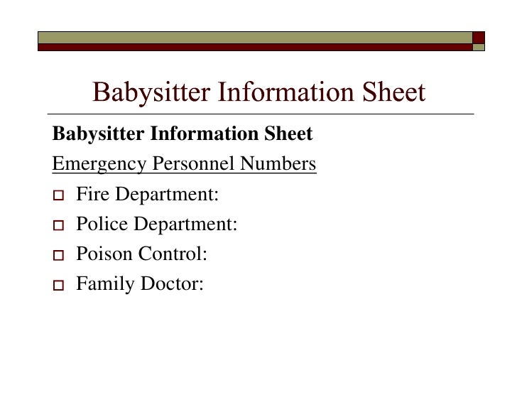 baby sitter guidelines babysitter information sheet