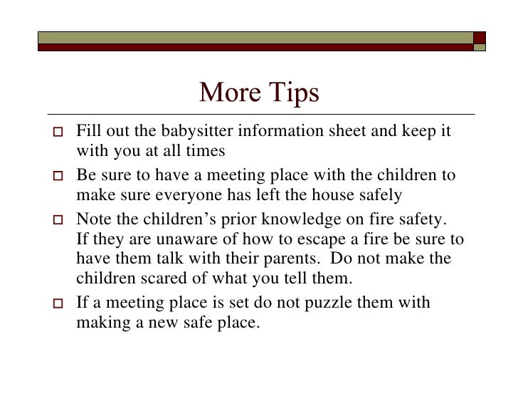 babysitters information sheet babysitters information sheet