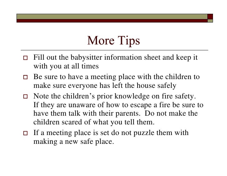 babysitters information sheet