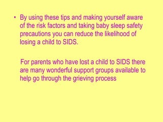Baby Sleep Safety - Reducing the Risk of SIDS | PPT