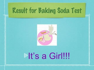 Result for Baking Soda Test




      It’s a Girl!!!
 