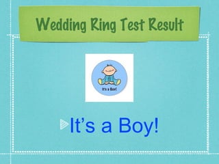 Wedding Ring Test Result




     It’s a Boy!
 