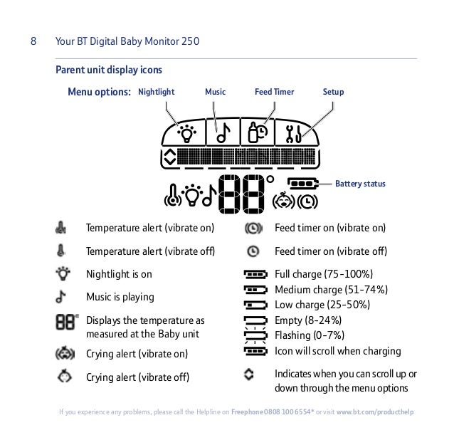 bt digital baby monitor 250