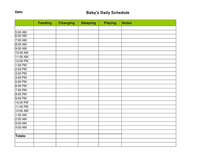 Baby Daily Schedule Chart