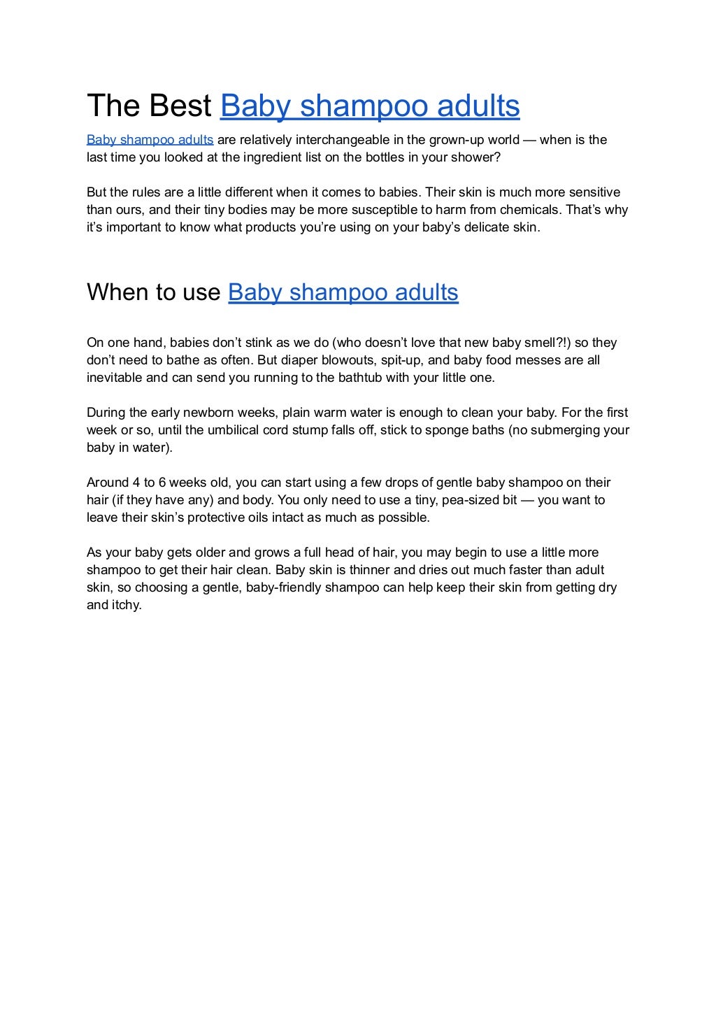 Baby shampoo adults
