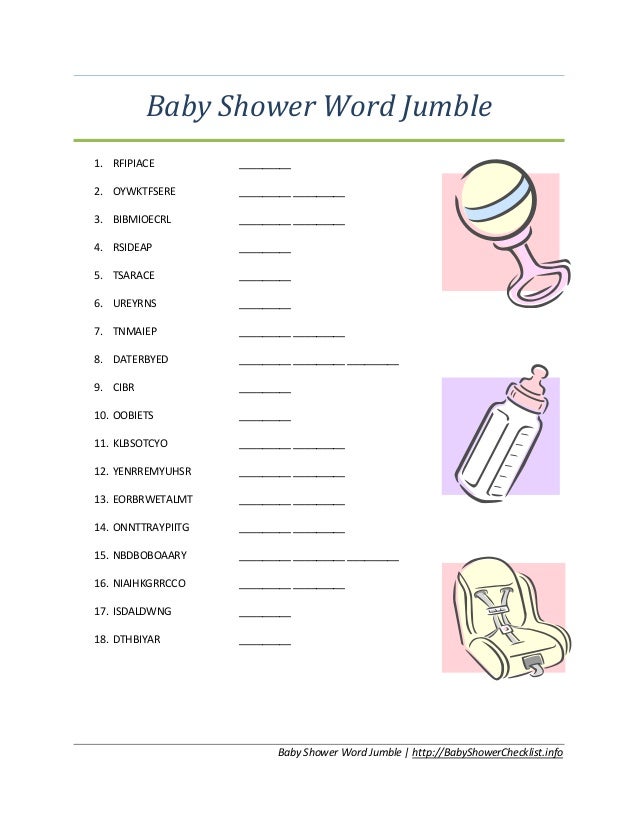 Baby shower word jumble number 2