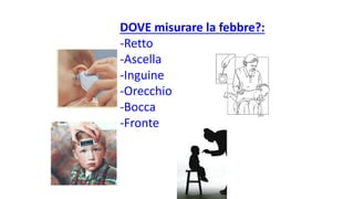 DOVE	misurare	la	febbre?:
-Retto
-Ascella
-Inguine
-Orecchio
-Bocca
-Fronte
 