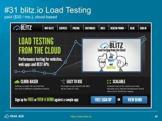45 
#31 blitz.io Load Testing 
https://www.blitz.io/ 
paid ($30 / mo.), cloud-based  