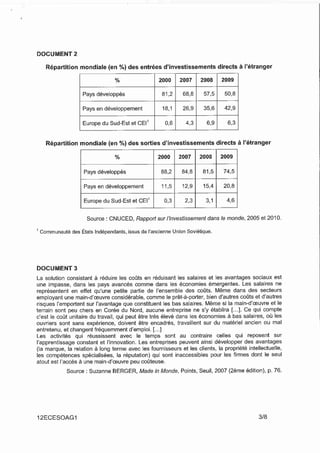 Sujet bac SES 2012 - obligatoire
