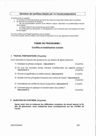 Sujet bac SES 2012 - obligatoire