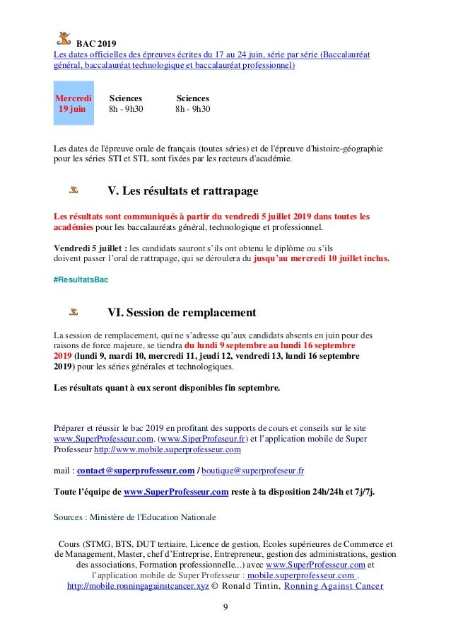Bac 2019 Les Dates Officielles Des Epreuves Ecrites Du 17 Au 24 Jui