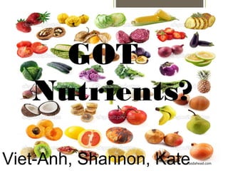 Got Carbon
GOT
Nutrients?
Sodahead.comViet-Anh, Shannon, Kate
 