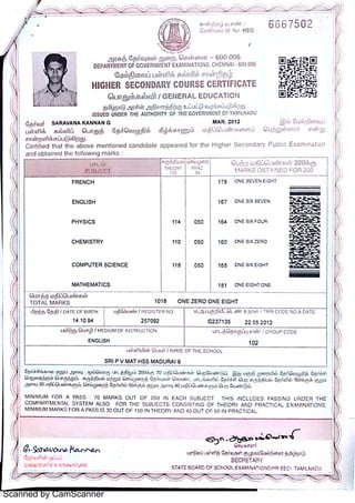 12th mark sheet | PDF