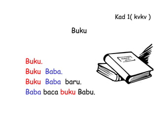 Buku Buku. Buku   Baba. Buku   Baba   baru. Baba  baca  buku  Babu. Kad 1( kvkv ) 