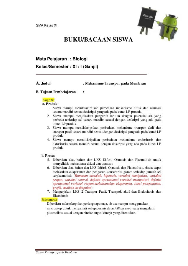 Contoh Soal Essay Transpor Membran Dan Pembahasannya