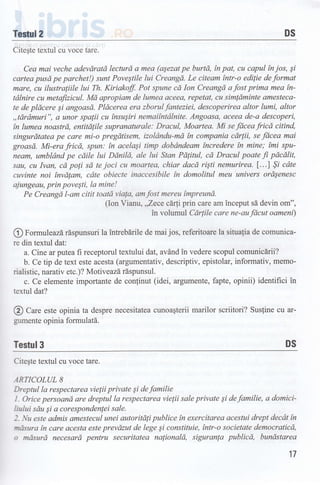 Testul Informativ Bacalaureat 2018-limba-si-literatura-romana-profil-uman | PDF