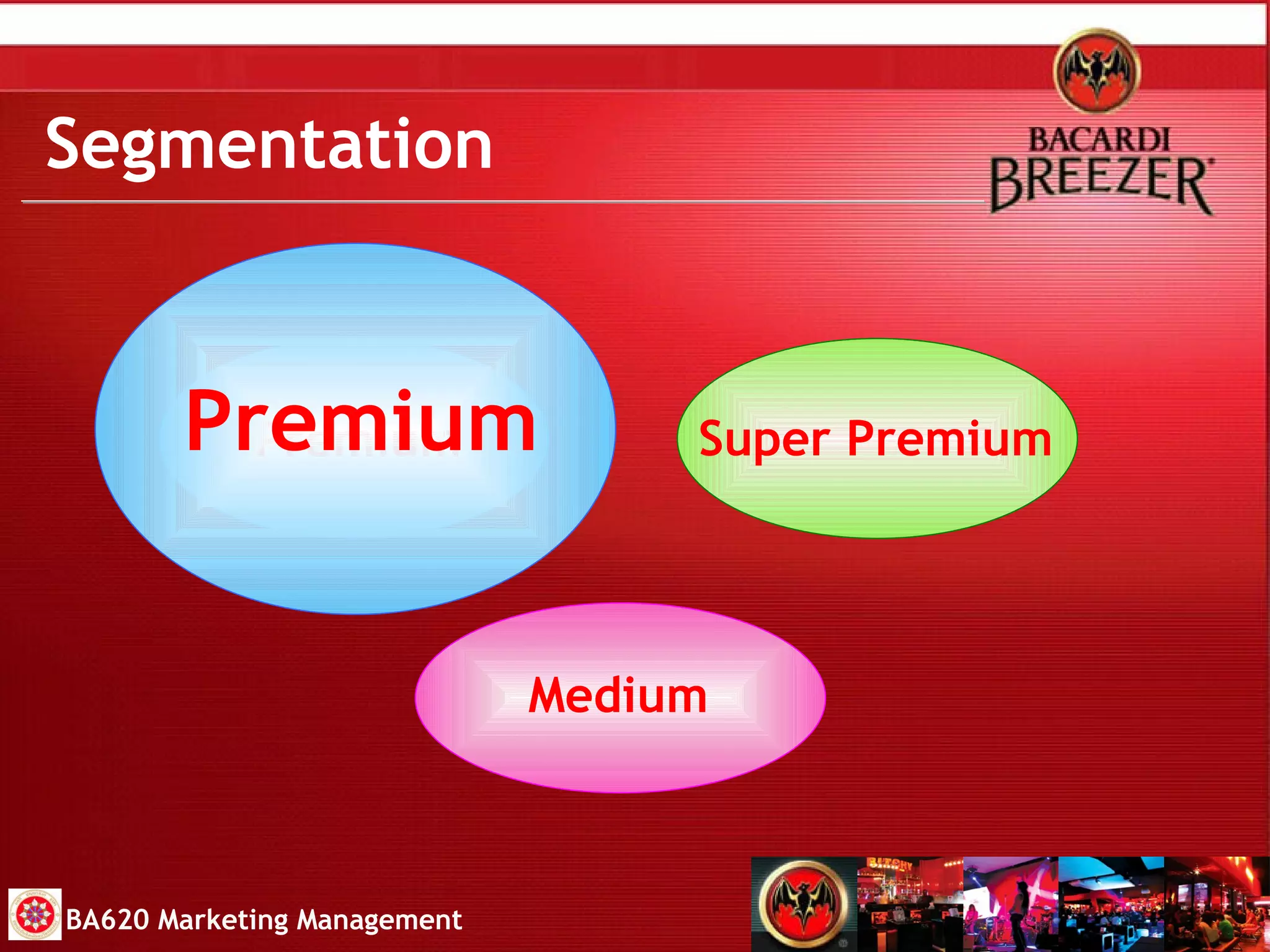 Segmentation Premium Super Premium Medium Premium BA620 Marketing Management 