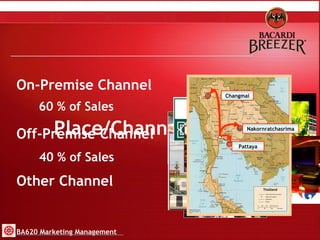 On-Premise Channel Place/Channel Strategy 60 % of Sales BA620 Marketing Management Off-Premise Channel 40 % of Sales Other Channel Changmai Nakornratchasrima Pattaya 