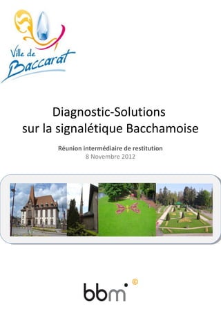 Diagnostic-Solutions
sur la signalétique Bacchamoise
Réunion intermédiaire de restitution
8 Novembre 2012
Signalisation de Baccarat
©
 