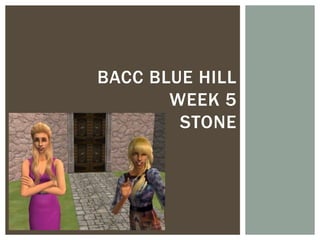 BACC BLUE HILL
       WEEK 5
        STONE
 