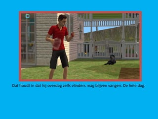 Dat houdt in dat hij overdag zelfs vlinders mag blijven vangen. De hele dag.
 