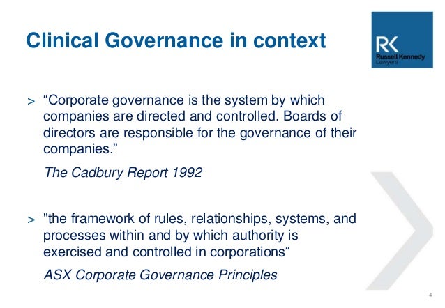 Definition of clinical governance in healthcare