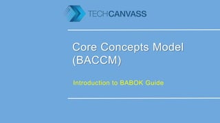 Core Concepts Model
(BACCM)
Introduction to BABOK Guide
 